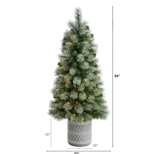 Pre-Lit Christmas Trees*The Holiday Aisle 4' 6" H Green Pine Cashmere Christmas Tree With 120 Led Lights