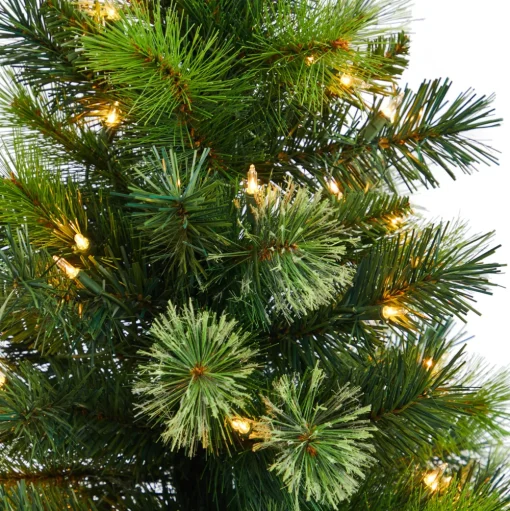 Pre-Lit Christmas Trees*The Holiday Aisle 4' 6" H Green Realistic Artificial Pine Cashmere Christmas Tree With 100 Led Lights