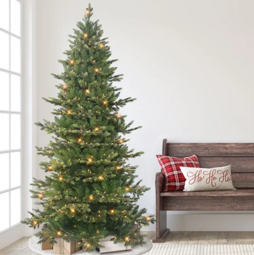 Pre-Lit Christmas Trees*The Holiday Aisle 7' 5'' H Slender Green Pine Christmas Tree With 500 Lights