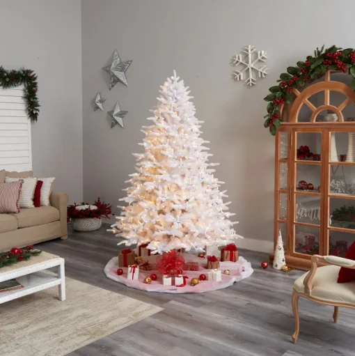Pre-Lit Christmas Trees*The Holiday Aisle 7' 6" H White Realistic Artificial Fir Cashmere Christmas Tree With 964 Led Lights