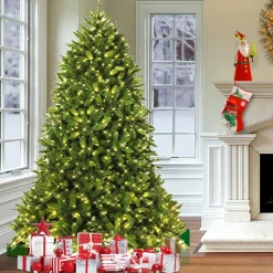 Pre-Lit Christmas Trees*The Holiday Aisle 7.5 Feet Pre-Lit Pvc National Christmas Fir Tree With Led Light And Stand