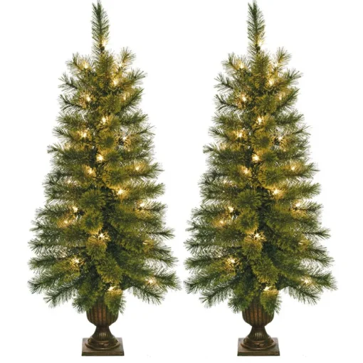 Pre-Lit Christmas Trees*The Holiday Aisle 3.5' Green Artificial Christmas Tree With 35 Clear Lights With Urn Stand