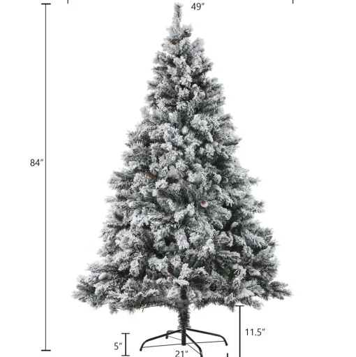 Pre-Lit Christmas Trees*The Holiday Aisle 7' Green Pine Flocked Christmas Tree With 350 Led Lights