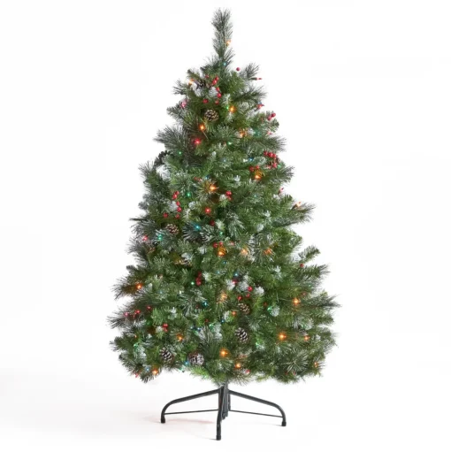 Pre-Lit Christmas Trees*The Holiday Aisle 4.5' Green Spruce Artificial Christmas Tree With 200 Multi-Colored Lights