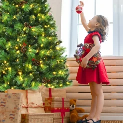 Pre-Lit Christmas Trees*The Holiday Aisle 72'' H Green Cashmere Christmas Tree With 350 Led Lights