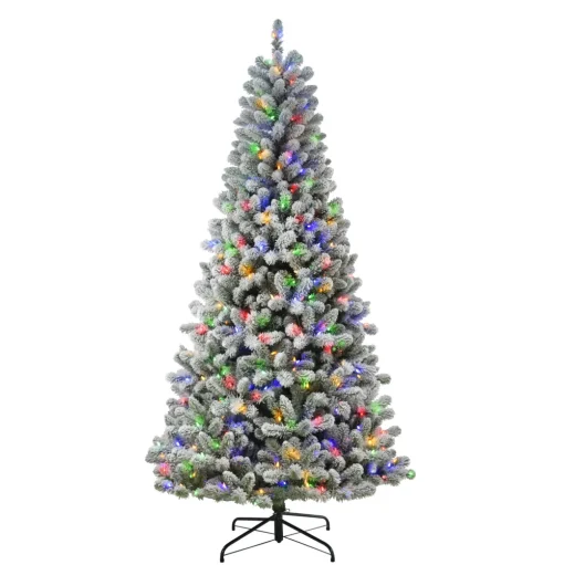 Pre-Lit Christmas Trees*The Holiday Aisle 7'6" H Green Pine Frosted Christmas Tree With 400 Led Lights