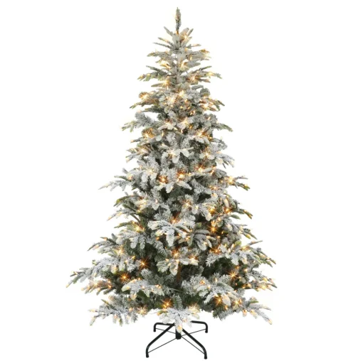 Pre-Lit Christmas Trees*The Holiday Aisle 90" H Green Pvc & Pe Blend Fir Flocked/Frosted Christmas Tree With 600 Led Color Changing/Combination Lights