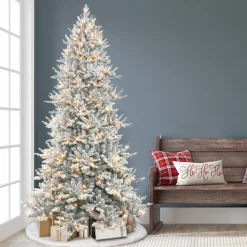 Pre-Lit Christmas Trees*The Holiday Aisle 7'5" H Green Realistic Artificial Fir Flocked/Frosted Christmas Tree With 700 Led Color Changing/Combination Lights