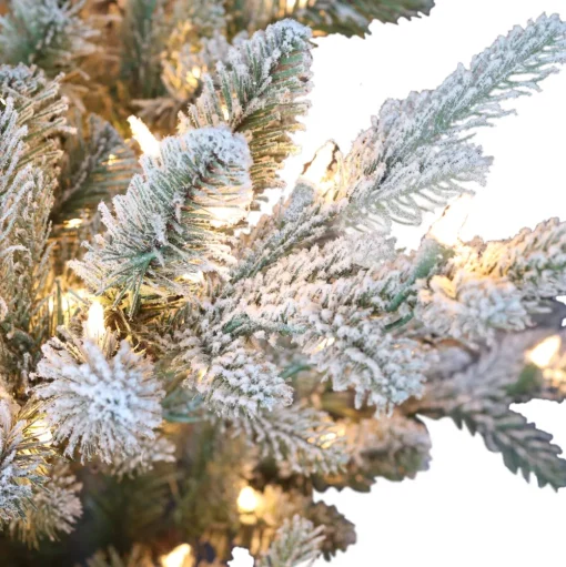 Pre-Lit Christmas Trees*The Holiday Aisle 7'6" H Green Realistic Artificial Spruce Frosted Christmas Tree With 450 Lights