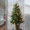 Pre-Lit Christmas Trees*The Holiday Aisle 48" H Green Realistic Artificial Fir Flocked/Frosted Christmas Tree With Led 70 Lights And Ball Ornaments/Berries