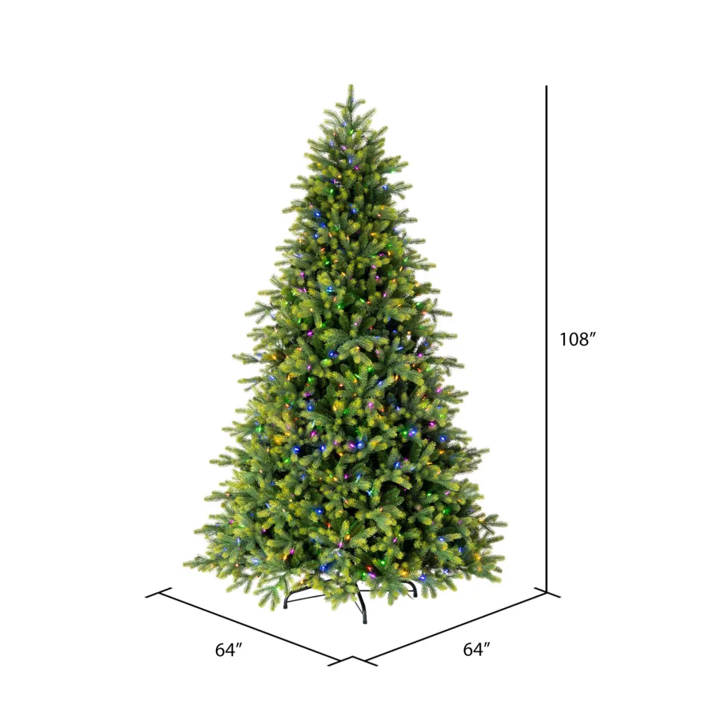 Pre-Lit Christmas Trees*The Holiday Aisle 108'' H Green Realistic Fir Christmas Tree With 1100 Led Color Changing/Combination Lights