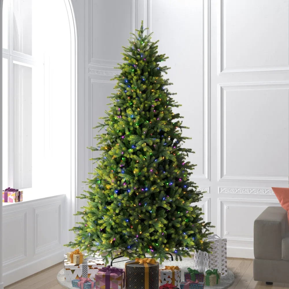 Pre-Lit Christmas Trees*The Holiday Aisle 108'' H Green Realistic Fir Christmas Tree With 1100 Led Color Changing/Combination Lights