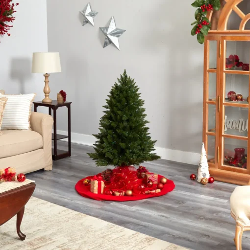 Pre-Lit Christmas Trees*The Holiday Aisle 4' H Green Spruce Cashmere Christmas Tree With 200 Led Color Changing/Combination Lights