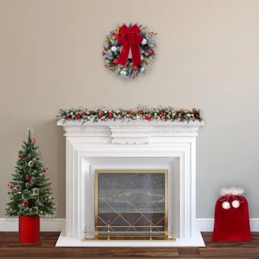 Pre-Lit Christmas Trees*Haute Decor 48" H Realistic Green Artificial Flocked/Frosted Christmas Tree