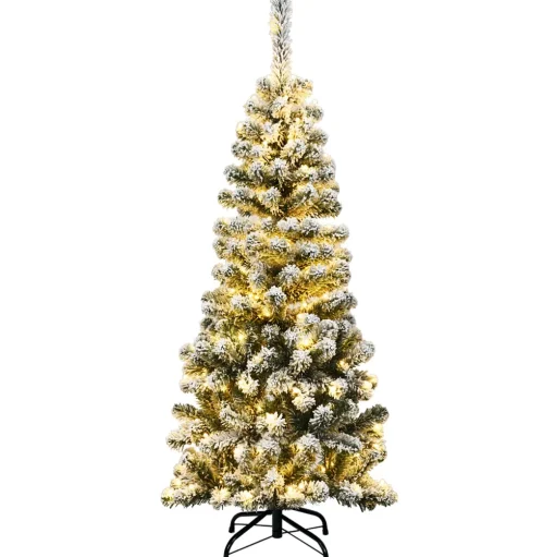 Pre-Lit Christmas Trees*The Holiday Aisle 54'' H Red/White Pine Cashmere Christmas Tree With 150 Led Lights
