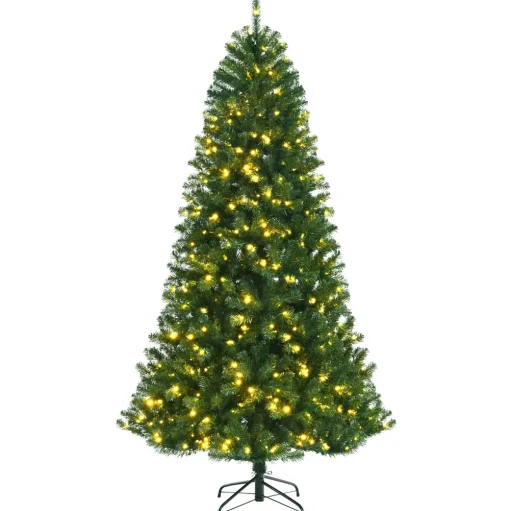 Pre-Lit Christmas Trees*The Holiday Aisle 84'' H Slender Green Artificial Spruce Christmas Tree With 500 Led Changing/Combination Lights