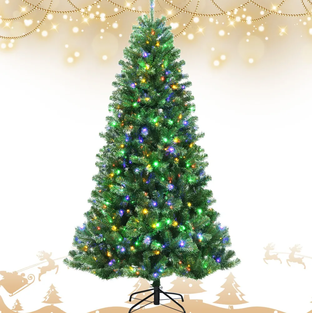 Pre-Lit Christmas Trees*The Holiday Aisle 84'' H Slender Green Artificial Spruce Christmas Tree With 500 Led Changing/Combination Lights