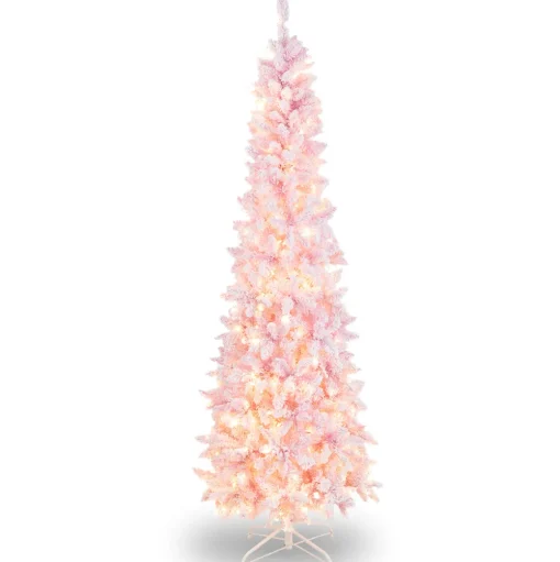 Pre-Lit Christmas Trees*The Holiday Aisle 90'' H White Artificial Hinged Christmas Tree With 450 Lights