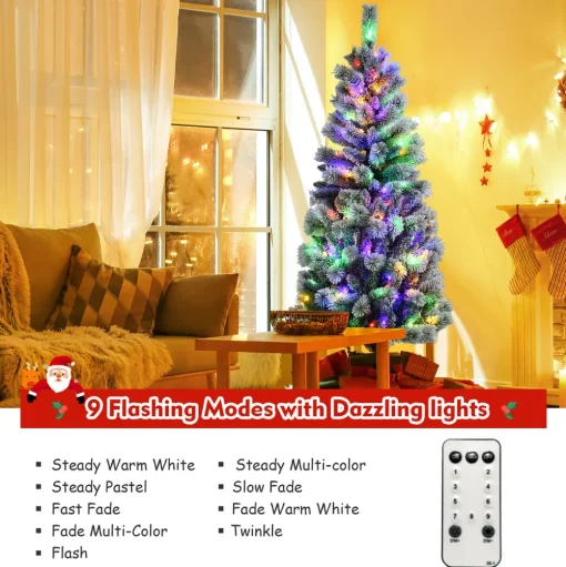 Pre-Lit Christmas Trees*The Holiday Aisle 72" H White Pine Flocked/Frosted Christmas Tree With 200 Led Lights