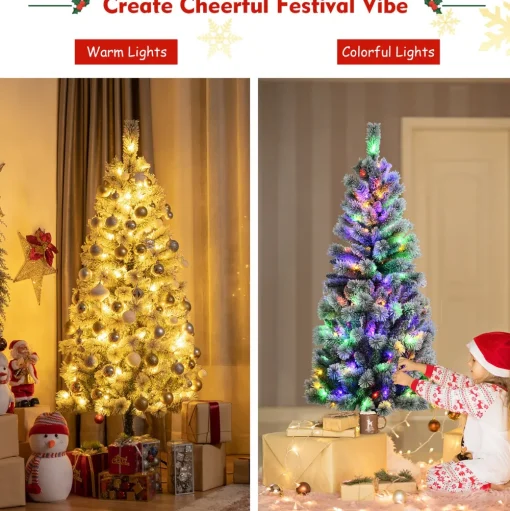 Pre-Lit Christmas Trees*The Holiday Aisle 60" H White Realistic Pine Flocked/Frosted Christmas Tree With 1400 Led Lights