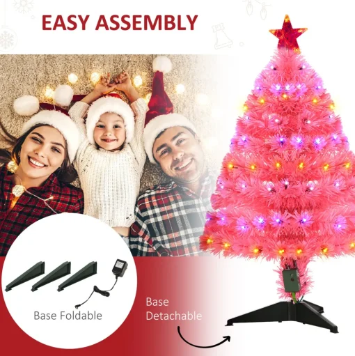 Pre-Lit Christmas Trees*The Holiday Aisle 3' Pink Pine Artificial Christmas Tree With 90 Colored & Clear Lights