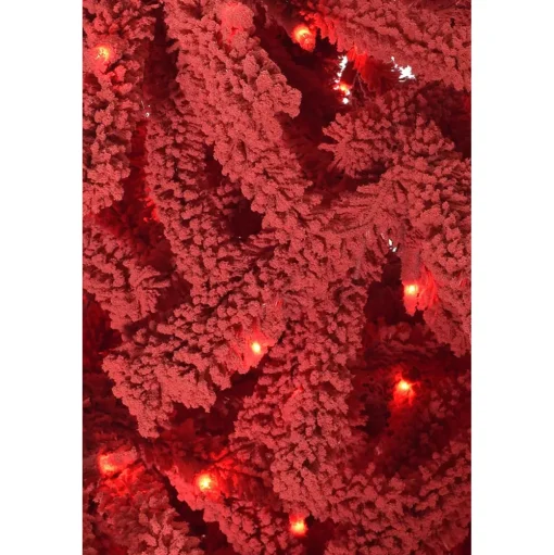Pre-Lit Christmas Trees*The Holiday Aisle 5' Pre-Lit Red Flocked Jack Pine Christmas Tree, 702 Tips, Ul 450 Red Lit, Bm5 Stand, Dia 38"