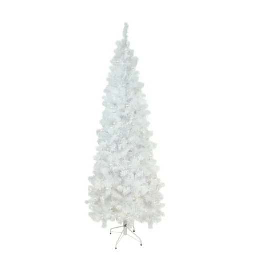 Pre-Lit Christmas Trees*Northlight Seasonal 7.5' Pre-Lit White Pencil Pine Artificial Christmas Tree - Warm White Led Lights