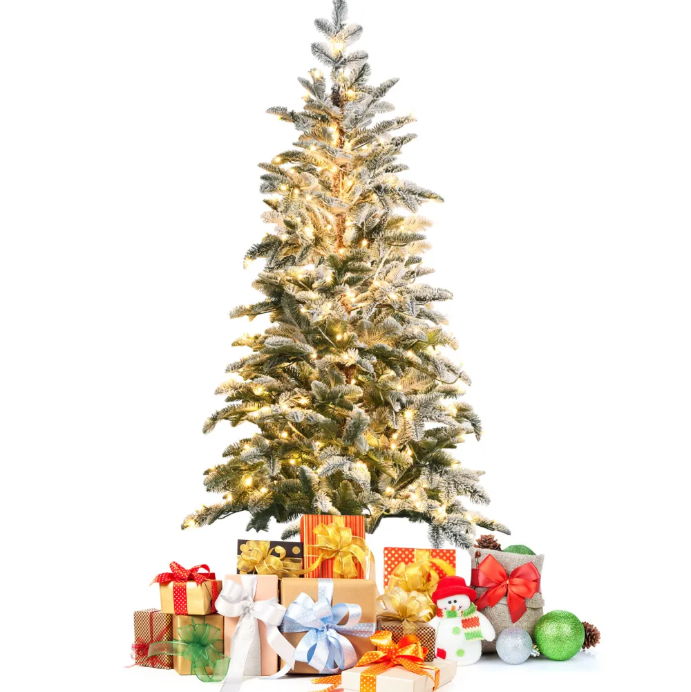 Pre-Lit Christmas Trees*The Holiday Aisle 72" Regular(Full) Green/White Realistic Artificial Christmas Tree 250 Light