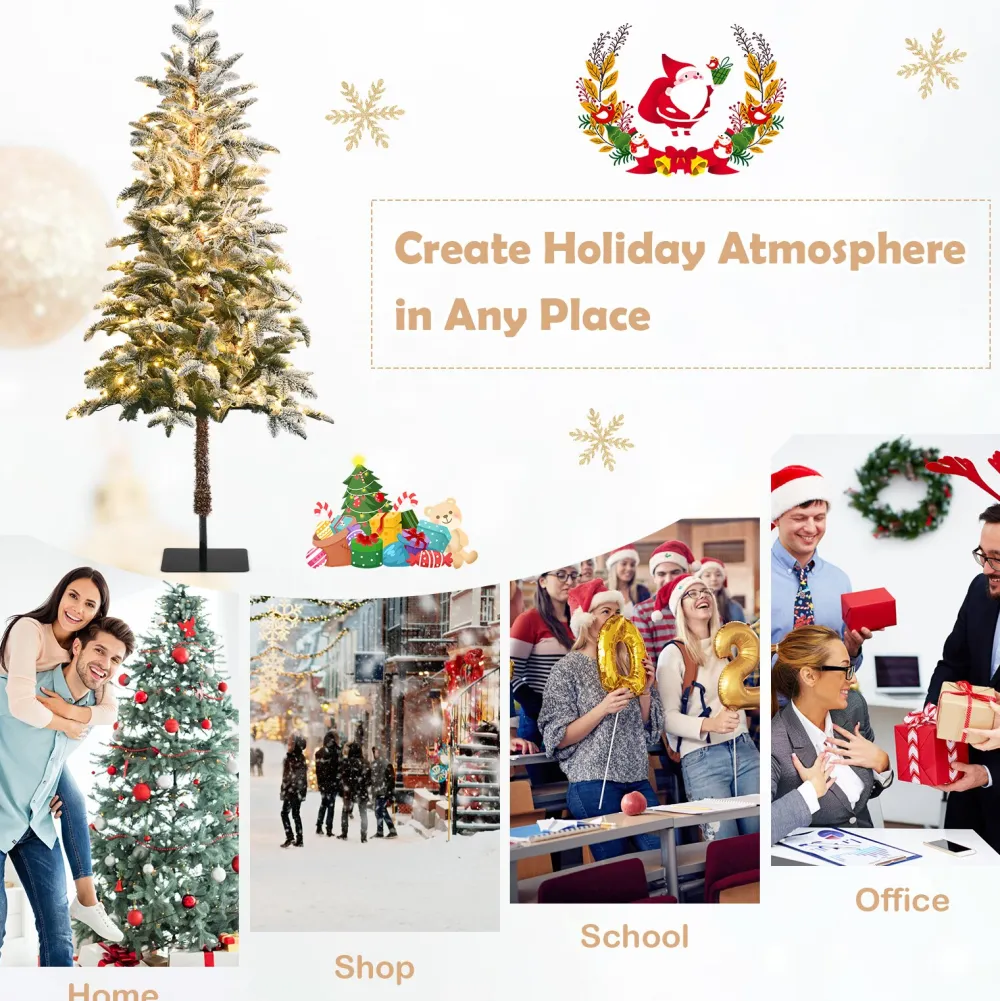 Pre-Lit Christmas Trees*The Holiday Aisle 72" Regular(Full) Green/White Realistic Artificial Christmas Tree 250 Light