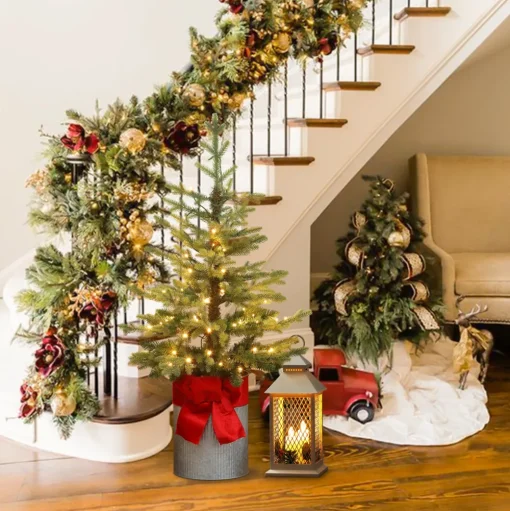 Pre-Lit Christmas Trees*The Holiday Aisle 3'6" Slender Green Fir Christmas Tree With 100 Led Lights