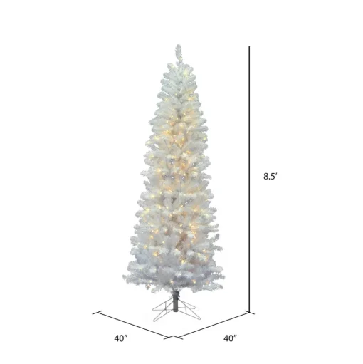 Pre-Lit Christmas Trees*The Holiday Aisle 8.5' White Pine Artificial Christmas Tree With 260 Clear Lights