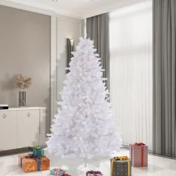 Pre-Lit Christmas Trees*Hashtag Home 7.5' White Pine Artificial Christmas Tree With 650 Led White Lights With Stand