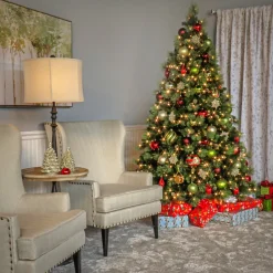 Pre-Lit Christmas Trees*Steelside Ceibhfhionn Pine Green Artificial Christmas Tree With Clear/White Lights