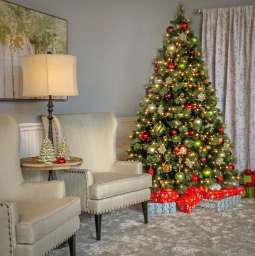 Pre-Lit Christmas Trees*Steelside Ceibhfhionn Pine Green Artificial Christmas Tree With Clear/White Lights