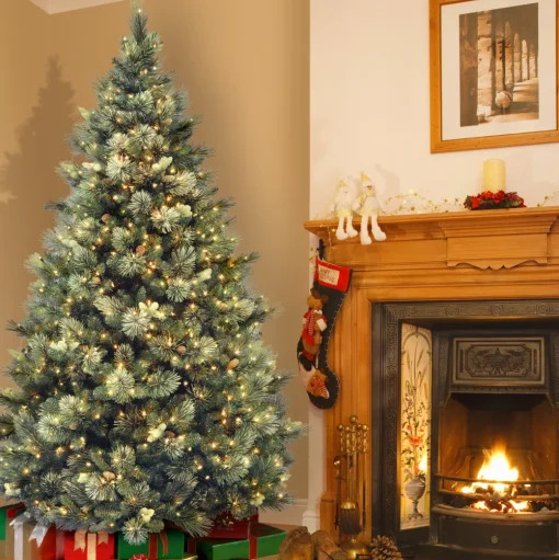 Pre-Lit Christmas Trees*Steelside Ceibhfhionn Pine Green Artificial Christmas Tree With Clear/White Lights