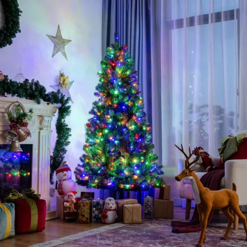 Pre-Lit Christmas Trees*Costway Green Pine Cashmere Christmas Tree With Led Lights