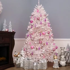 Pre-Lit Christmas Trees*Mercury Row Dunhill White Fir Christmas Tree With Lights