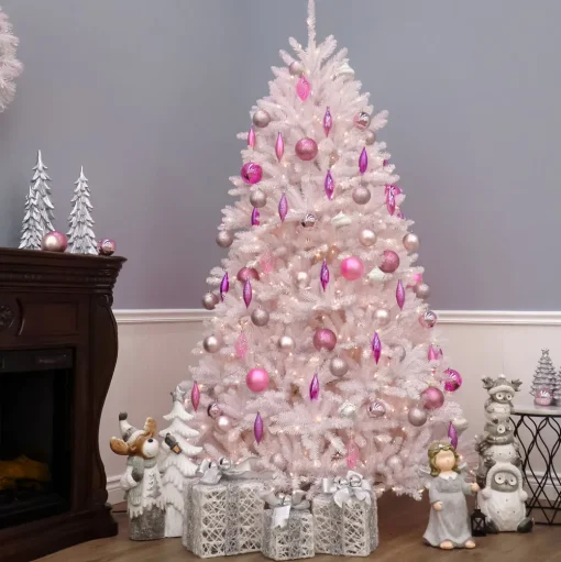 Pre-Lit Christmas Trees*Mercury Row Dunhill White Fir Christmas Tree With Lights