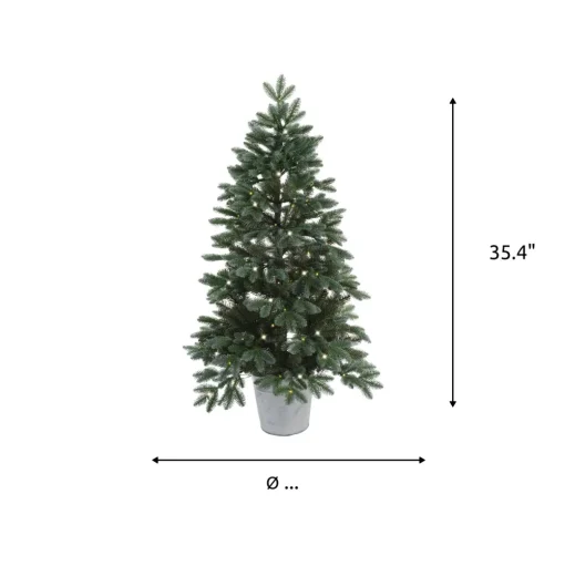 Pre-Lit Christmas Trees*Sand & Stable Frankie 35.4" Realistic Green Artificial Spruce Christmas Tree With 100 Lights
