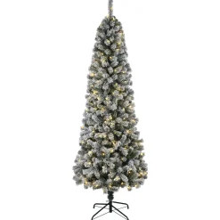Pre-Lit Christmas Trees*The Holiday Aisle 7Ft Prelit Flocked Tree With Dual Lights