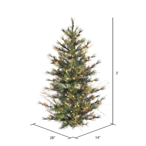 Pre-Lit Christmas Trees*Andover Mills Galarza 3' Green Pine Artificial Christmas Tree With 100 Clear/White Lights