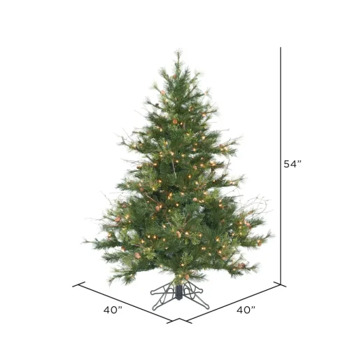 Pre-Lit Christmas Trees*Andover Mills Galarza 4.5' Green Pine Artificial Christmas Tree With 250 Dura-Lit Clear Lights With Stand
