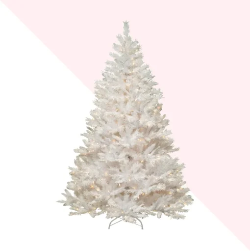 Pre-Lit Christmas Trees*Hashtag Home Glittery White Artificial Fir Christmas Tree With Lights