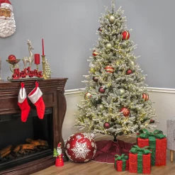 Pre-Lit Christmas Trees*The Twillery Co. Green Artificial Fir Flocked/Frosted Christmas Tree With Led Lights