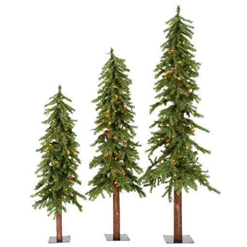 Pre-Lit Christmas Trees*The Holiday Aisle Green Pine Artificial Christmas Tree With Multi-Colored Mini Lights