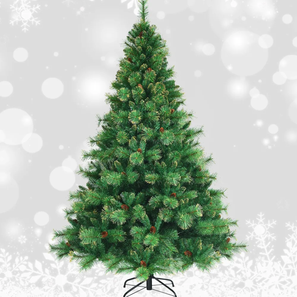 Pre-Lit Christmas Trees*The Holiday Aisle Green Pine Christmas Tree With Led Lights And Pinecones