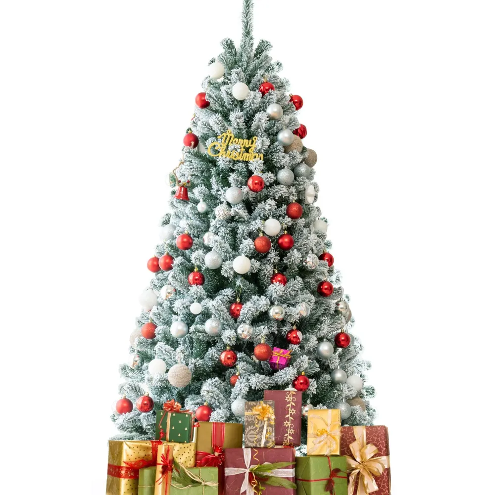 Pre-Lit Christmas Trees*The Holiday Aisle Green Pine Flocked/Frosted Christmas Tree With Led Lights