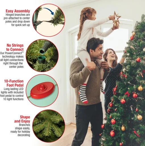 Pre-Lit Christmas Trees*The Holiday Aisle Green Realistic Artificial Pine Christmas Tree With Dual Color Led Lights