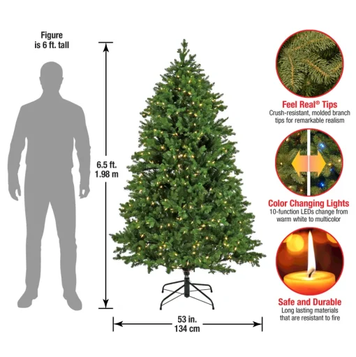Pre-Lit Christmas Trees*The Holiday Aisle Green Realistic Artificial Pine Christmas Tree With Dual Color Led Lights