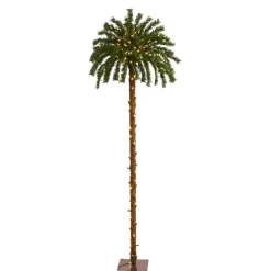 Pre-Lit Christmas Trees*The Holiday Aisle Green Tropical Feather Christmas Tree With Led Lights